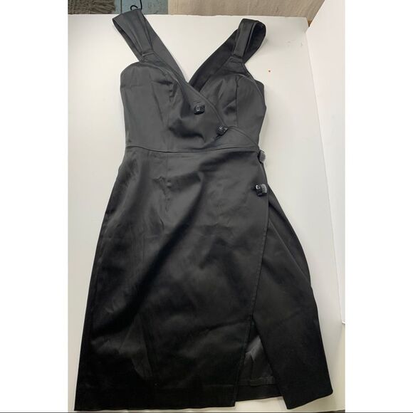 Guess by Marciano black sateen sleeveless wrap mini dress NWT - Picture 6 of 12